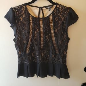 Express Black Lace Peplum Top
